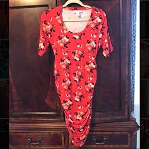 Motherhood ruched floral dress